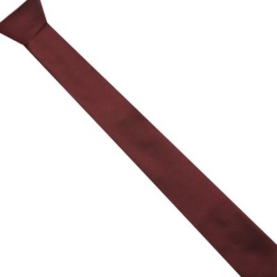 Red textured slim tie